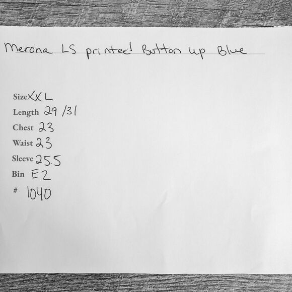 Merona Long Sleeve Button Up Shirt Top Size XXL Blue Print - Picture 10 of 11